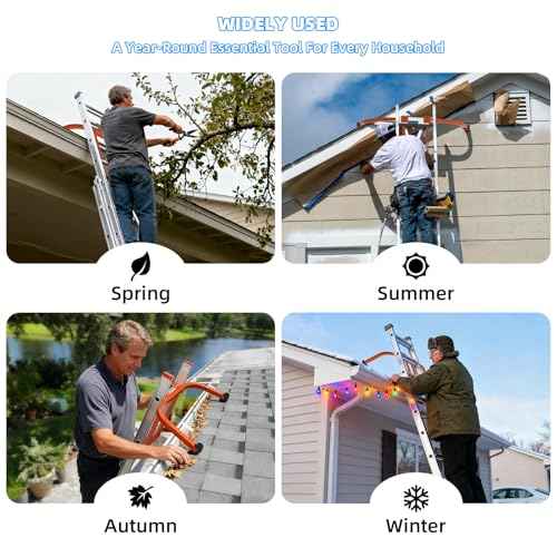 Extension Ladder Stabilizer-Ladder Standoff for Roof Gutter-500 Lbs Capacity-Heavy Duty Alloy Steel Ladder Hook-Wing Span Wall Extension Accessory Arms with Anti-Slip Rubber Feet/U Bolt
