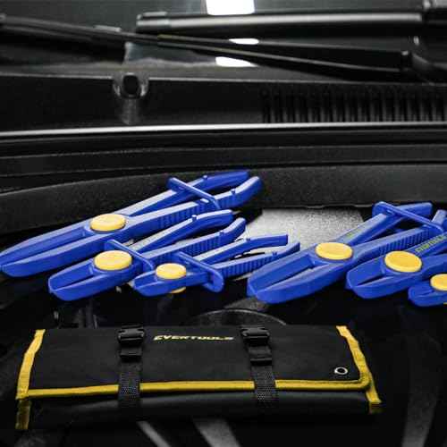 6pcs Hose Pinch Clamp Pliers Set, Brake Line Hose Clamps Pliers Set, Fuel Line Disconnect Tool for Flexible Hoses Gas Lines Radiator Hoses with Oxford Tool Bag