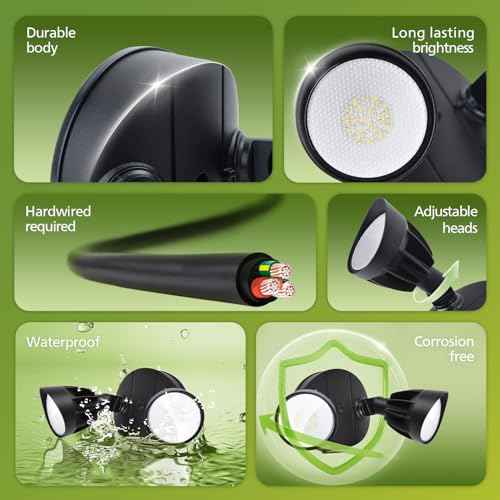 Philips 2 Packs 44W 3500LM ?LED Security Flood Light? ?Outdoor?£¬Switch Controlled Aluminum ?Security Light?, 2 Adjustable Heads£¬5000K Daylight£¬Wet Location for Patio, Garden, Yard Lights