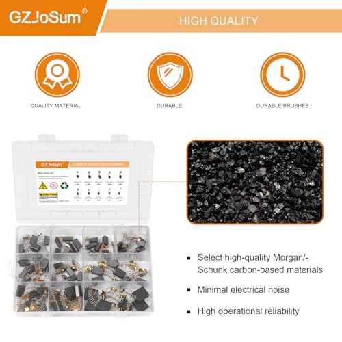 40 Pack Electric Motor Carbon Brushes Set, 10 Different Sizes for Replacement Repair Power Tool Part Electric Hammer Drills Angle Grinders Circular Table Saw