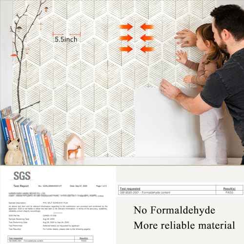 MelunMer 118In L 17.3In W Modern Peel and Stick Wallpaper Boho Contact Paper for Cabinets/Drawers Self Adhesive Removable Wallpaper for Bedroom/Bathroom Waterproof Geometric Contact Paper Beige/White