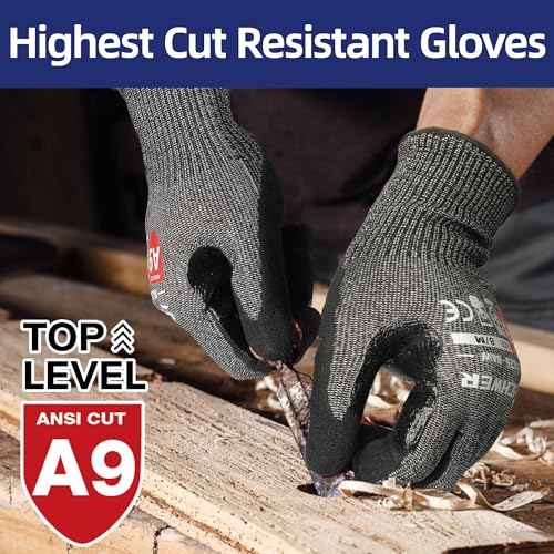 Schwer ProGuard Highest Level Cut Resistant Work Gloves PR3326 for Extreme Protection£¬ANSI A9 Cut Gloves with Reinforced Thumb, Non Slip, Non PFAS, Durable, Touch-screen, Black 2 Pairs£¨L£©