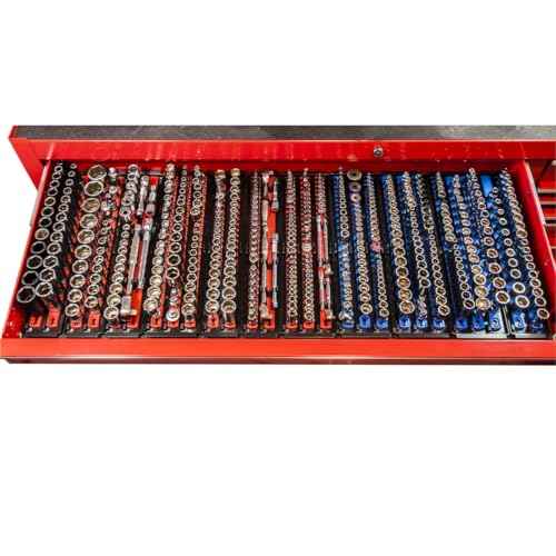 Ernst Manufacturing 8468HV 13-Inch Socket Boss, Premium 2-Rail 3/8-Inch-Drive Socket Organizer Rails for Toolbox, High Visibility - Made in the USA