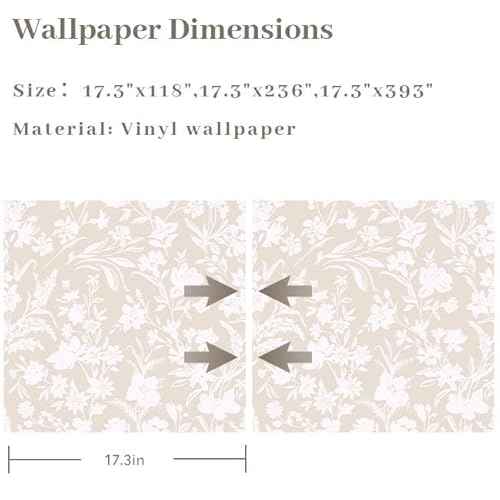 LiKiLiKi Peel and Stick Wall Paper Khaki and White Floral Wallpaper Modern Boho Self Adhesive Waterproof Removable Contact Paper for Living Room Bedroom Bathroom Cabines Kitchen Vinyl Roll 17.3"x118"