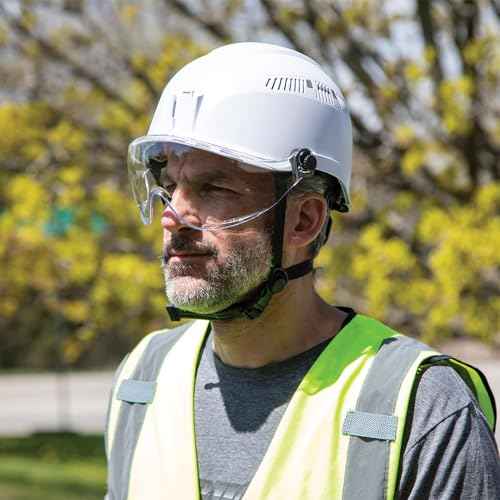 Klein Tools VISORCLR Clear Visor for Hard Hat and Safety Helmet, Low Profile, Impact Rated, Anti Fog, Scratch Resistant, Flip-Up, UV Protection