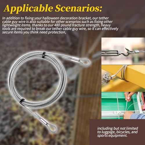 18.5 ft Replacement Tether Cable Guy Wire Compatible with 12 ft Skeleton,Tether Cable Guy Wire ensures Reliable Support System
