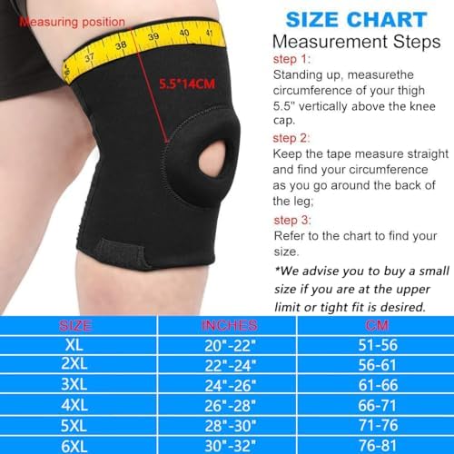 Nvorliy Plus Size Knee Compression Sleeve, Knee Brace for Large Legs Medical Support for Knee Pain Relief, Arthritis, Sports Exercise, Injury & Post-Surgery Recovery, Fit Men and Women (2XL)