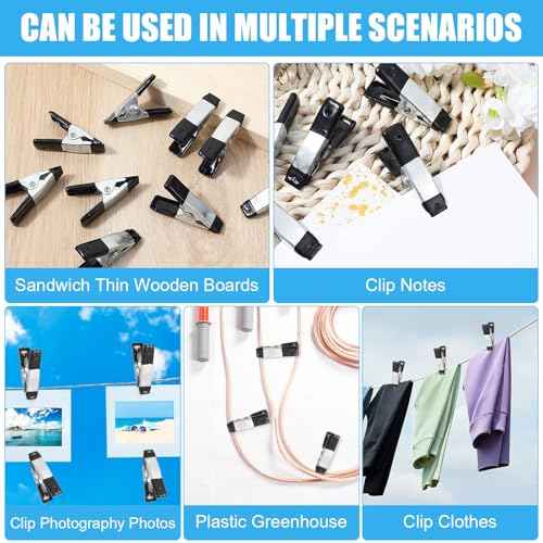 20 Pcs Small Clamps Garden Mini Spring Clamp Heavy Duty for Crafts Backdrop Warm House Metal Clips 3/4 Inch Jaw Opening for Woodworking Photography Home Decoration or Industrial Production, Black
