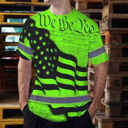 Maddly High Visibility US Flag Collection Safety Workwear Custom Name for Workers, Runners, Truckers, Patriotic