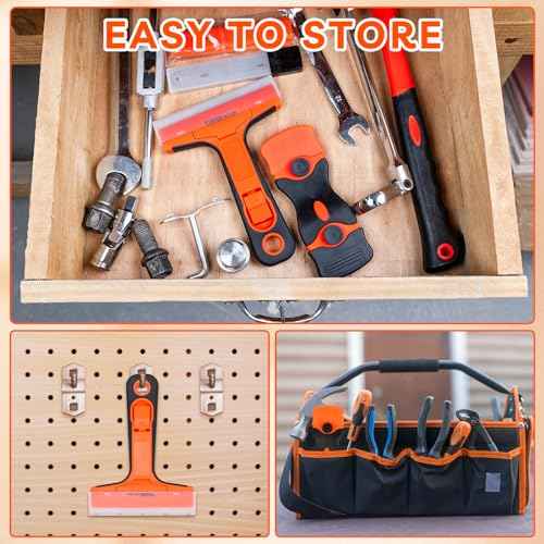 Razor Blade Scraper, 2 Pack Razor Scraper with 40Pcs Razor Blades, Multi-Purpose Cleaning Scraper Tool for Removing Decals, Tint, Stickers, Labels, Caulk, Adhesive from Window, Oven, Stove Top