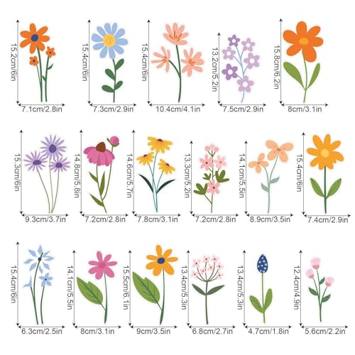 Wild Flower Wall Decals - Peel and Stick Removable Floral Wall Stickers for Nursery, Bedroom, Living Room Decor (8 Sheets 102 Pcs Wildflower Mural Art, Garden Theme)