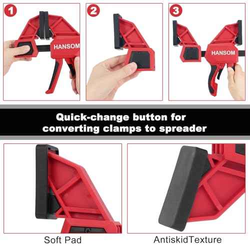 Upgraded 4-Pack 24 Inch Woodworking Clamps,Bar Clamps Heavy Duty 350LBS Throat Depth 3-1/3¡±,One-Handed Quick Grip/Spreader Wood Clamps Set with Quick Change Button