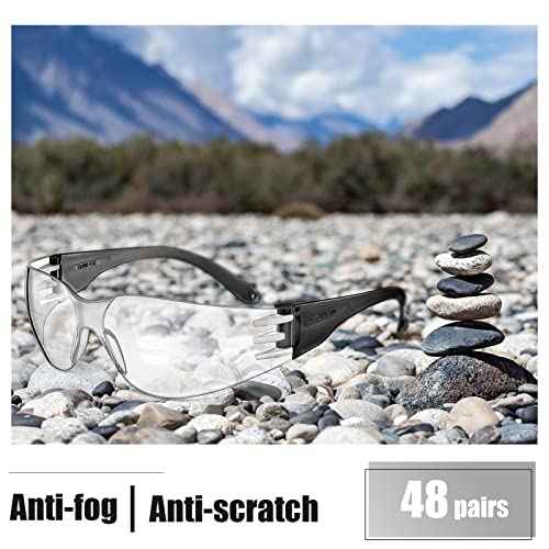 Chumia 48 Pairs Safety Glasses Protective Eyewear Goggles Scratch Impact Resistant Eye Protection for Men Women Work