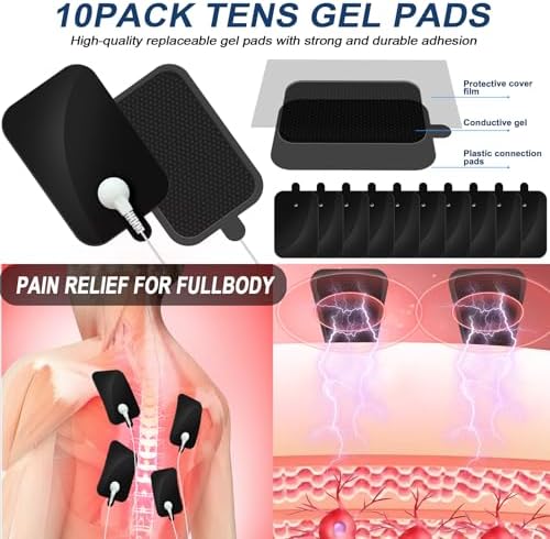 Dual Channel TENS Unit for Pain Relief Rechargeable Electronic Pluse Muscle Stimulator Massager Low-Frequency Multi-Function Physiotherapy Instrument with 10pcs Electrode Pads