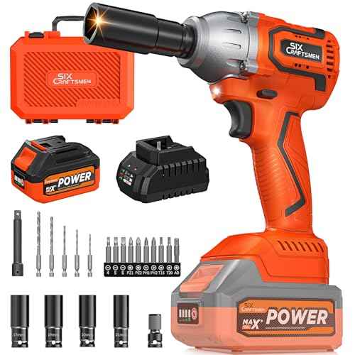 Cordless Impact Wrench, 1/2¡± Brushless Impact Gun, 369ft-lbs(500N.m), Power Impact Driver Kit with 4.0Ah Battery & Fast Charger, Electric Impact Driver Set for Car/DIY Furniture/Mower