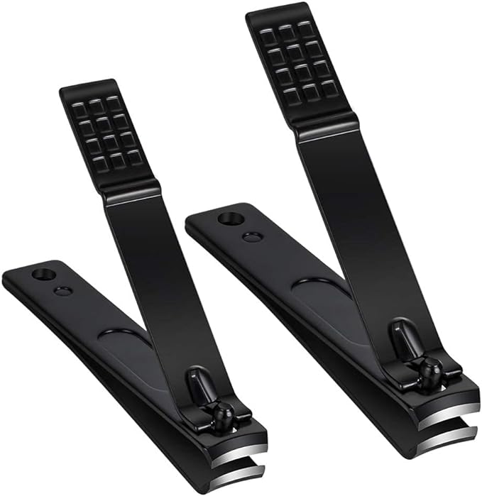 Nail Clippers Set, Sharp Stainless Steel Fingernail Clipper & Toenail Clippers, Black Nail Cutter, Large and Small 2 Piece Set.