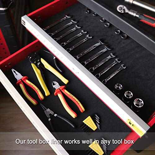 CASOMAN Professional Tool Box Liner, Drawer Liner, Shelf Liner, 18 inch(Wide) x 24 feet (Long), Non-Slip, Black