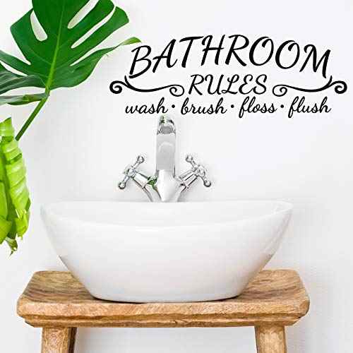 Zonon 2 Bathroom Decals Sticker Soak Relax Enjoy Toilet Rules Decor Vinyl Quote Decor for Home(Simple Style,Black)