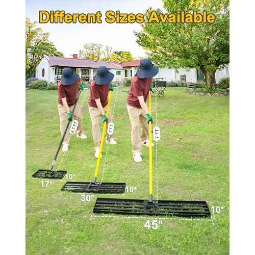 Lawn Leveling Rake, 30"x10" Heavy Duty Sand Leveling Tool with 7FT Long Handle, Steel Golf Rake for Soil, Compost, Gravel, Lawn Leveler for Yard, Garden, Golf Course, Landscaping Level Tool
