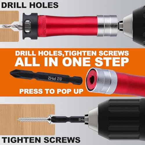 Metal Countersink Drill Bit Set 10-in-1 with Depth Stop, 4 Reversible Heads & Vertical Pilot Adjustable - Hex Shank & Phillips Bit for Hardened Steel/Woodworking, Hex Key & Chamfer Tool Includ