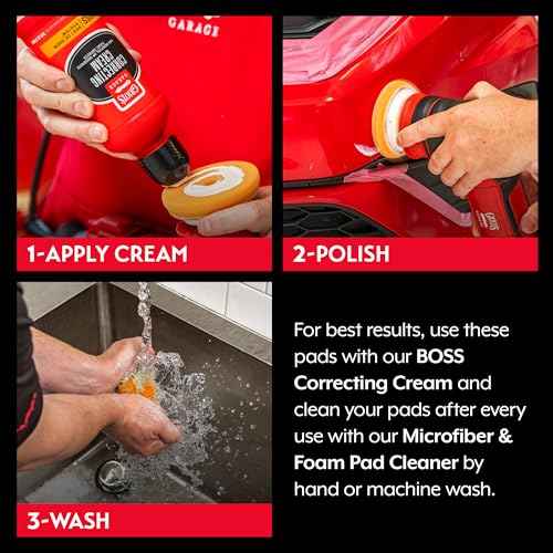 Griot's Garage 3" BOSS Correcting Foam Pads for Car Polishing, Buffing, Detailing and Light to Moderate Auto Paint Correction, Durable, Machine-Washable, Pack of 3