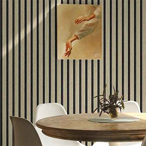 Wallpaper Peel and Stick Wood Grating Stripe Self-Adhesive Wallpaper Faux Wood Contact Paper Wood Slats Self Adhesive Wall Paper PVC Vinyl Film Removable Waterproof (Wood B, 17.3" x 118")
