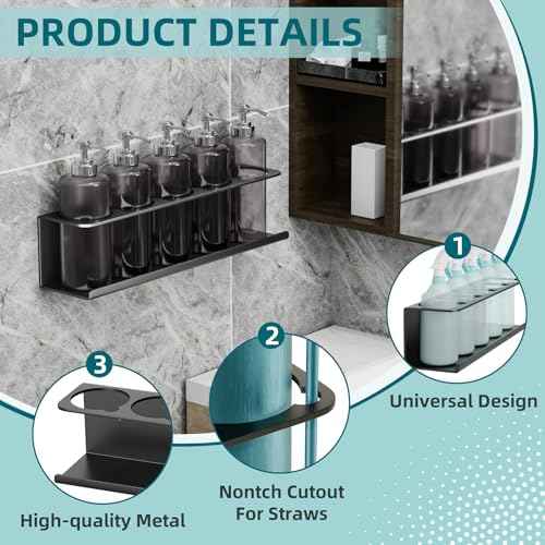 2 Pack 5 All-Purpose Spray Bottle Holder Wall Mount | Heavy-Duty Powder Coated Steel Spray Bottle Storage Rack for Garage Home Workspace | Detailing Bottle Holder (Black)