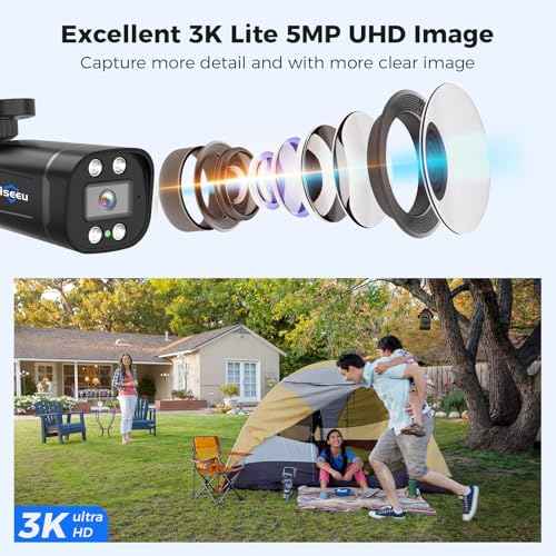 Hiseeu HD 5MP Analog/AHD/CVI/XVI 2560 TVL Wired Security Camera Outdoor for 5MP Analog Surveillance Dvr Kits, IP 66 Waterproof, Clear Night Vision up to 60ft, Remote Access