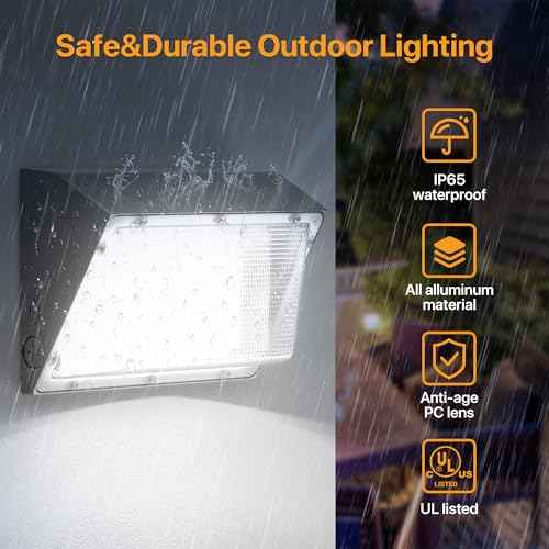 120W LED Wall Pack Light with Dusk to Dawn Photocell 18,000LM(150LM/W) Wall Mount Flood Light Outdoor IP65 Waterproof 5000K Led Security Commercial Area Lighting for Yard, Garage, Barn