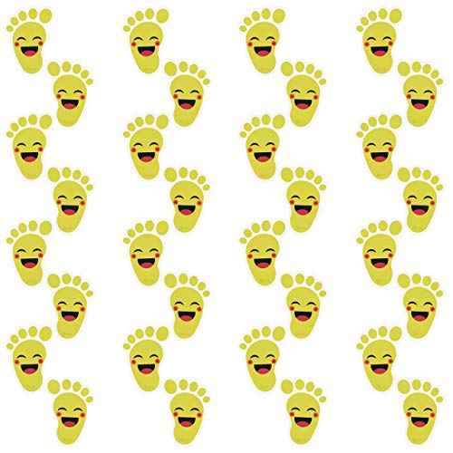 Beautyflier Yellow Cartoon Kids Footprint Stickers (20 Pairs) - Waterproof PVC Material, Self-Adhesive, Social Distance Guides for Nursery, Party, School, Wall & Floor Decor