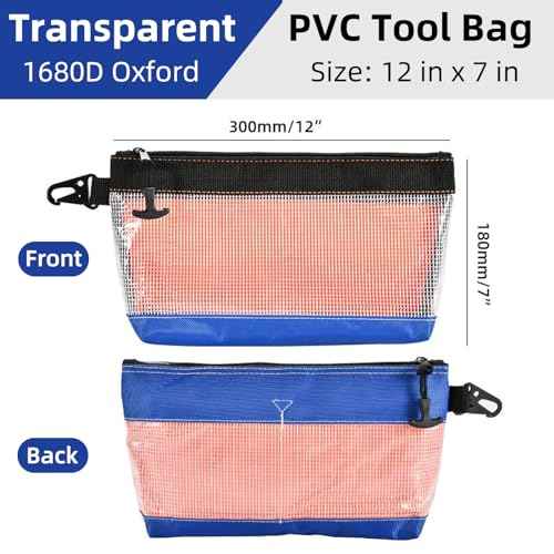 4Pcs Clear Tool Pouch, 11" Zipper Pouches, Durable Organizer Bag for Box Organizers and Storage, Heavy Duty Small