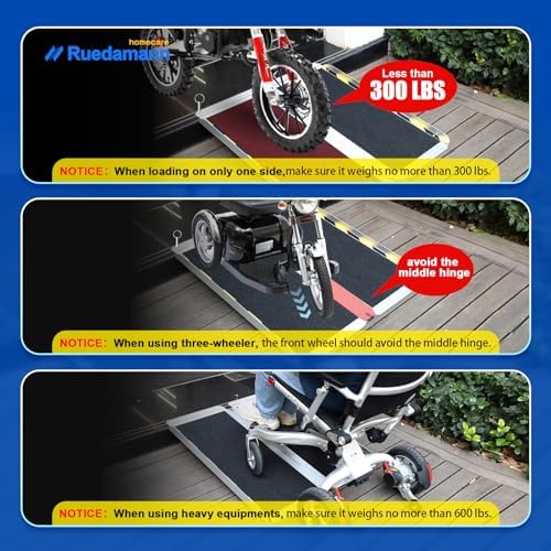 Ruedamann 3FT Wheelchair Ramp, Portable Wheelchair Ramp for Home Entrance, 30-1/4" Wider Design, Non-Slip Aluminum Folding Ramps for Wheelchairs, Strollers, Scooters, Stairs, Curbs, Doorways