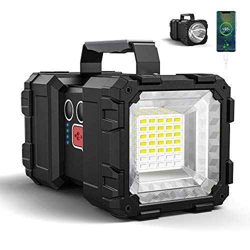 Bright Rechargeable Flashlight, Portable Handheld Spotlight Searchlight 10000mAh 1200LM with 3+4 LED Lights Modes, Waterproof Flashlight with USB Output Power Bank