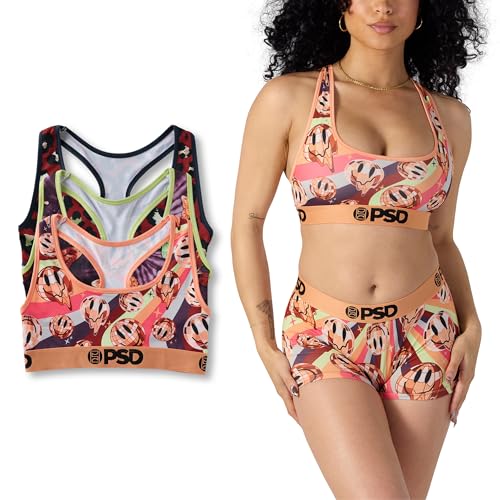 PSD Women's Dark Jewel 3-Pack Racerback Sports Bra for Women, Comfortable Exercise Bras for Women for Yoga and Gym Workouts