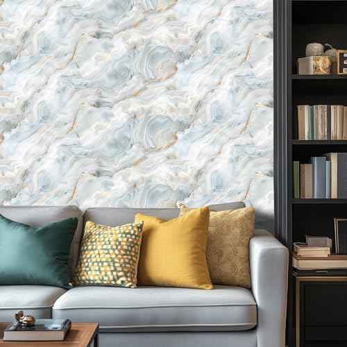 Light Gray Marble Wallpaper Contact Paper 15.7"x39.4" Peel and Stick Wall Paper Self Adhesive Removable Vinyl Wall Sticker for Bathroom Kitchen Countertop Cabinet Shelf Decor