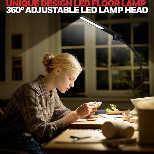 Honeywell LED Floor Lamp, F4 Sunturalux¢â Gooseneck Floor Lamps for Living Room, Super Bright Stepless Dimmable Tall Standing Lamp, Modern Eye-Caring Reading Floor Lamp for Bedroom Office Study