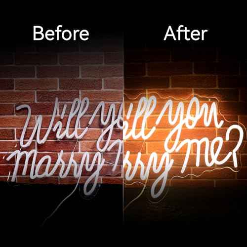 Will You Marry Me Neon Sign, Super Large Size 21.7x13.8 Inch Neon letter Signs for Wall Room Backdrop Decoration (warm white)