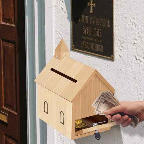 Offering Boxes for Church - Prayer Request Box, Wood Church Offering Collection Tithing Donation Fundraising Box 9.1 x 6.7 x 11.8 in