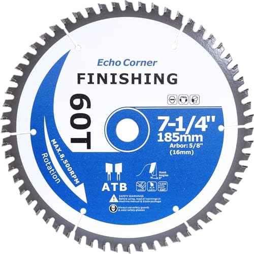 7-1/4-Inch Fine Finish Wood Cutting Ciruclar Saw Blade, ATB 60T, 5/8" Arbor