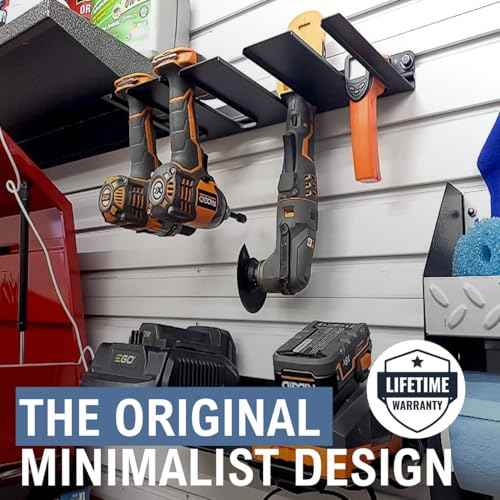 StoreYourBoard Electric Drill Storage Rack Shelf, Holds 4 Drills, Hanging Wall Mounted Organizer for Garage, Home, Workshop, Shed