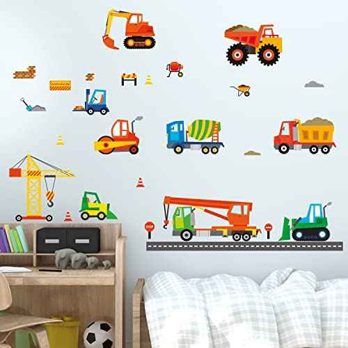 DECOWALL DS-8012 Construction Site Cars Island Kids Wall Stickers Wall Decals Peel and Stick Removable Wall Stickers for Kids Nursery Bedroom Living Room (Small) d?cor