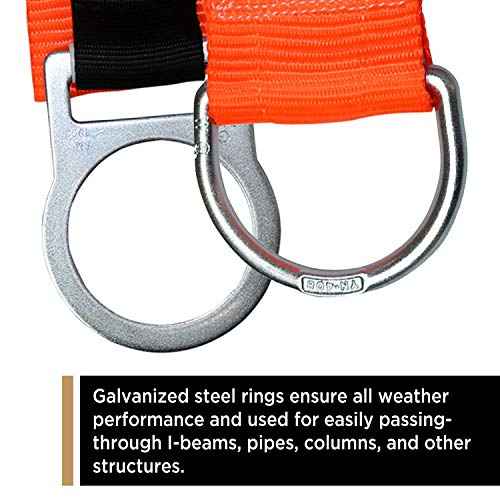 AFP 4¡¯ Cross Arm Strap Premium Heavy-Duty Pass-Through Double Steel Ring, Safety Fall Protection Anchorage Connector (OSHA/ANSI) PPE 1 Pack