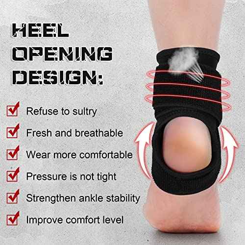 Honoson 2 Pcs Ankle Brace Kid Breathable Neoprene Ankle Support Compression Sleeve Achilles Tendonitis Relief Elastic Foot Brace with Adjustable Wrap for Sprained Plantar Fasciitis(Black,S)