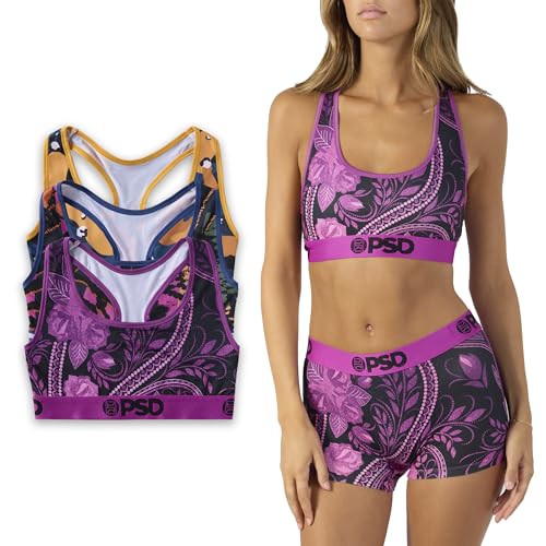 PSD Women's Holiday Mood 3-Pack Racerback Sports Bra for Women, Comfortable Exercise Bras for Women for Yoga and Gym Workouts