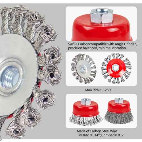 Wire Wheel Brush for 4-1/2" Angle Grinder 4 Inch Wire Wheel Set 5/8"-11 Threads Arbor - 2pcs