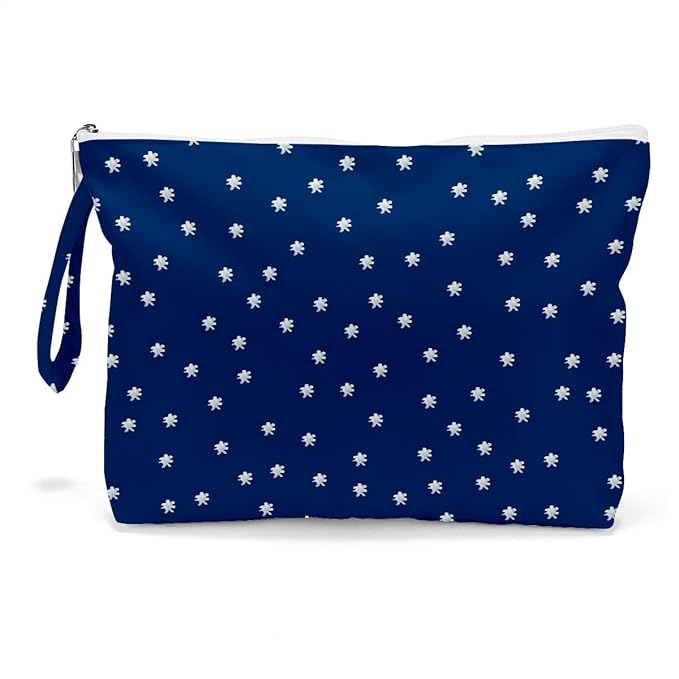 Fokongna Travel Makeup Bag - Zipper Pouch for Women, Sister, Friends - Beach, Pool, Yoga, Gym Clothes, Swimsuit, Diapers - Ocean, Sea, Shells, Starfish