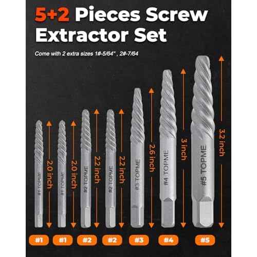 Screw Extractor Set, 7PCS Easy Out Screw Extractor Set, Stripped Screw Extractor for Removing Damaged Screws, Broken Bolts, Studs