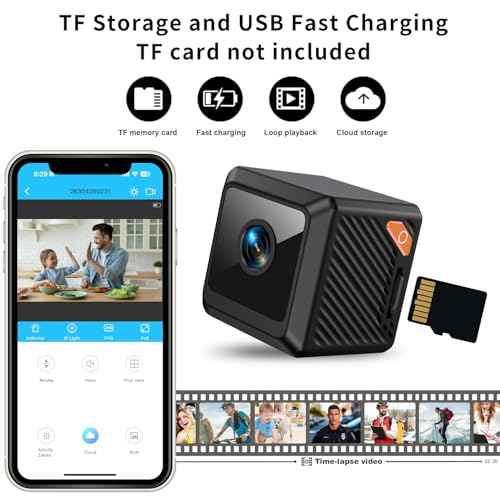 Mini Hidden Camera WiFi Wireless ? Indoor Security Camera with Motion Detection, Night Vision, App Control, SD Card Storage ? Compact Camera for Home, Office, Baby & Pet Monitoring (Wireless)