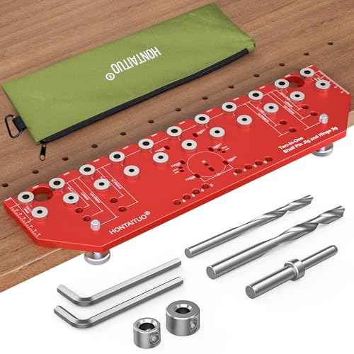 11-Hole Shelf Pin Jig and Hinge Jig 2-in-1,1/4 Inch and 5mm Shelf Pin Drilling Jig,Self-contained Clamping Function Shelf Jig and Cabinet Hardware Jig Tool Drill Guide