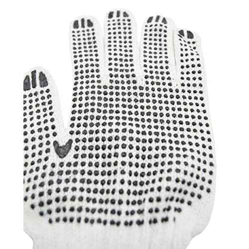 48 Pairs PVC Dotted Knit Work Gloves for Men Women, Comfortable Non Slip Cotton Gloves for General Purpose, One Size Bulk (48 Pairs White w/PVC Dots)